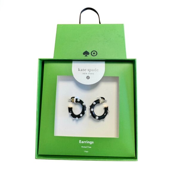 NWT |  Kate Spade New York x Target | Black Hoops with Pearl Polka Dots - Picture 1 of 3